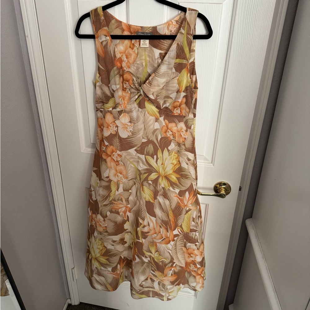 Tommy Bahama Tropical Floral Midi Dress - Brown and Orange
